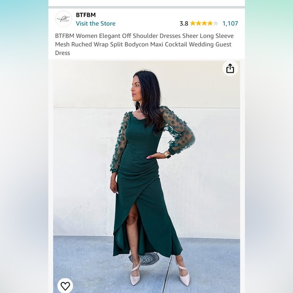 NWT Dark Green Floral Formal Dress - Picture 3 of 6